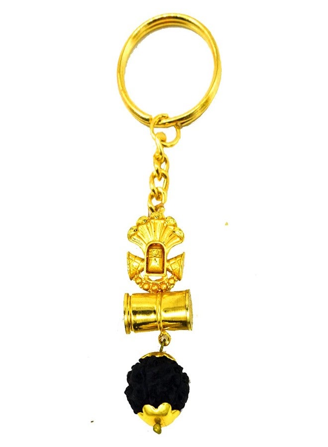 AFH Lord Shiva Shivlinga Sheshnaag Damaru Rudrkasha Religious gold metel Key Chain for men and women - Image 1